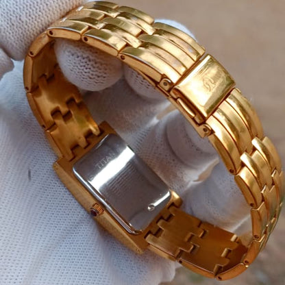 Rare Vintage Titan Date-Just Quartz | Cream Textured Diamond Dial | Gold Tone | 35mm