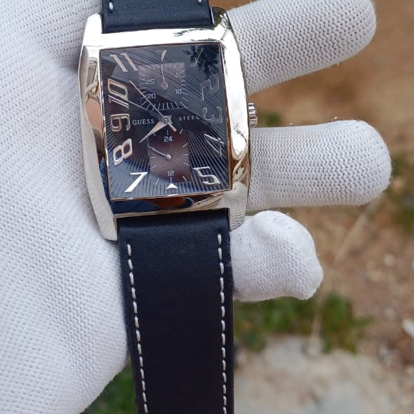 Rare Guess Dual Time Quartz | Dual-Tone Textured Dial | Day-Date | 36mm