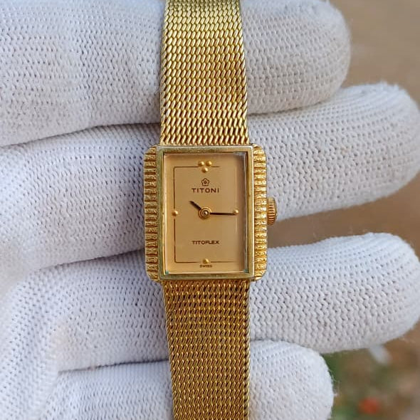 Premium Vintage Swiss Titoni Titoflex | Ladies Winding Watch | Gold Tone | All Original