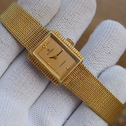 Premium Vintage Swiss Titoni Titoflex | Ladies Winding Watch | Gold Tone | All Original