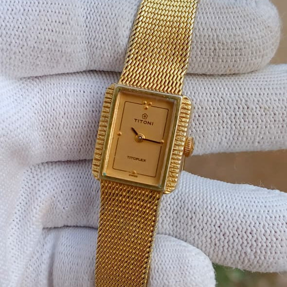 Premium Vintage Swiss Titoni Titoflex | Ladies Winding Watch | Gold Tone | All Original