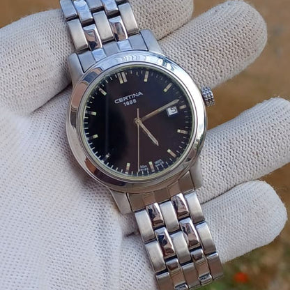 Premium Swiss Made Certina 1888 Quartz | Black Dial | Date Display | 40mm | All Original