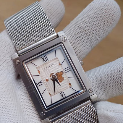 Premium Titan Edge Slim Open Heart Quartz | Cream Textured Dial | Sapphire Crystal | 38mm