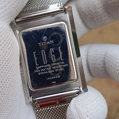 Premium Titan Edge Slim Open Heart Quartz | Cream Textured Dial | Sapphire Crystal | 38mm