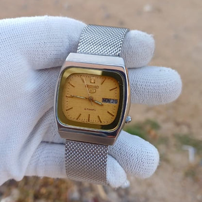 Vintage Seiko 5 Automatic | Gold Checkered Dial | Day-Date | 36mm