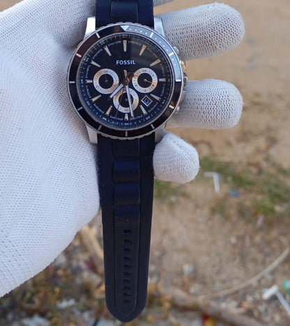 Rare Fossil Briggs Chronograph Quartz | Black Dial | Rotating Bezel | 41mm