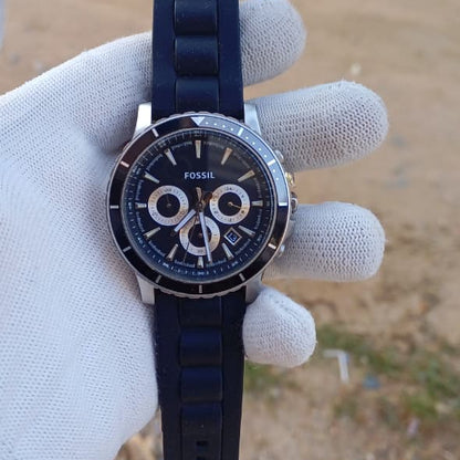 Rare Fossil Briggs Chronograph Quartz | Black Dial | Rotating Bezel | 41mm