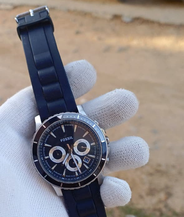 Rare Fossil Briggs Chronograph Quartz | Black Dial | Rotating Bezel | 41mm